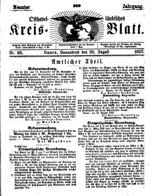 Osthavelländisches Kreisblatt on Aug 29, 1857