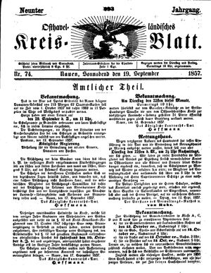 Osthavelländisches Kreisblatt vom 19.09.1857
