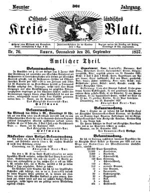 Osthavelländisches Kreisblatt vom 26.09.1857