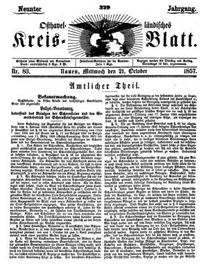 Osthavelländisches Kreisblatt vom 21.10.1857