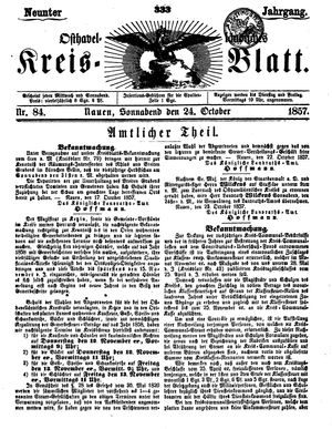 Osthavelländisches Kreisblatt vom 24.10.1857