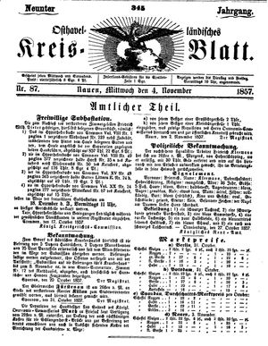 Osthavelländisches Kreisblatt vom 04.11.1857