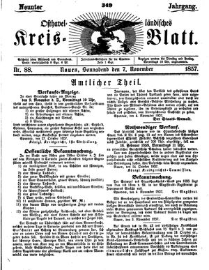 Osthavelländisches Kreisblatt vom 07.11.1857