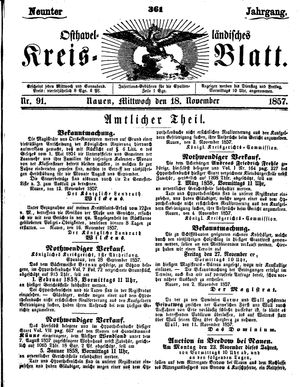 Osthavelländisches Kreisblatt vom 18.11.1857