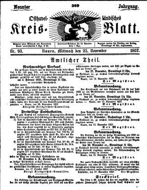 Osthavelländisches Kreisblatt vom 25.11.1857