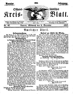 Osthavelländisches Kreisblatt vom 09.12.1857