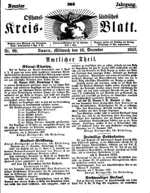 Osthavelländisches Kreisblatt vom 16.12.1857