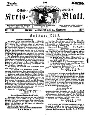 Osthavelländisches Kreisblatt vom 19.12.1857