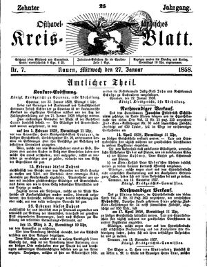 Osthavelländisches Kreisblatt on Jan 27, 1858