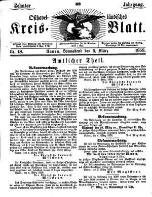 Osthavelländisches Kreisblatt vom 06.03.1858