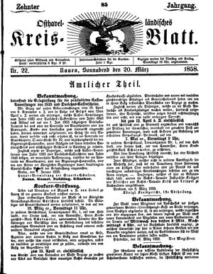 Osthavelländisches Kreisblatt on Mar 20, 1858