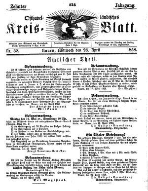 Osthavelländisches Kreisblatt vom 28.04.1858