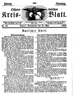 Osthavelländisches Kreisblatt on May 15, 1858