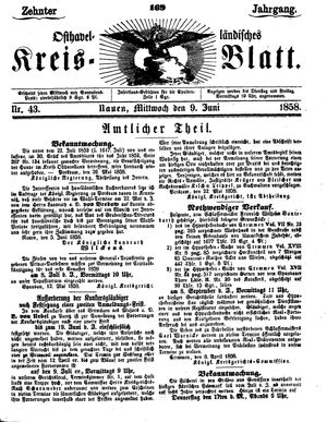 Osthavelländisches Kreisblatt vom 09.06.1858