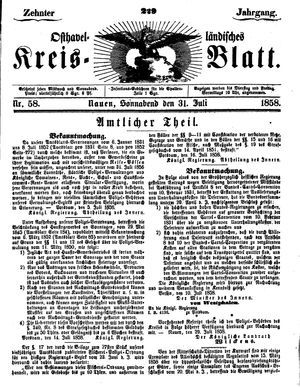 Osthavelländisches Kreisblatt vom 31.07.1858