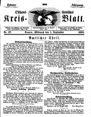 Osthavelländisches Kreisblatt vom 01.09.1858