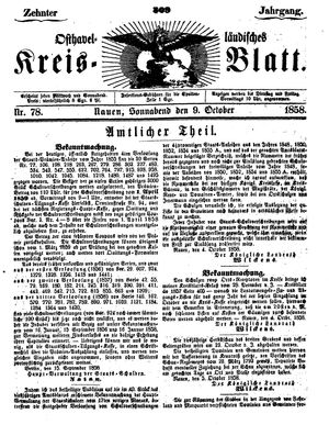 Osthavelländisches Kreisblatt vom 09.10.1858