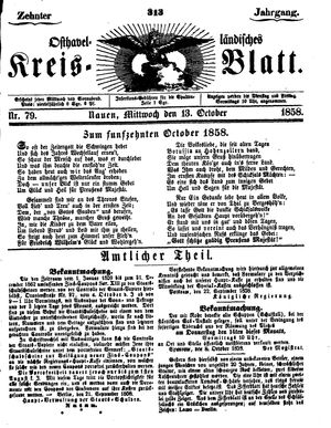 Osthavelländisches Kreisblatt on Oct 13, 1858