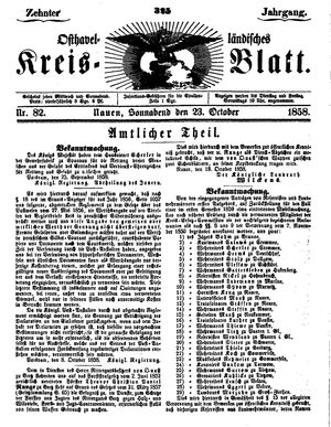 Osthavelländisches Kreisblatt vom 23.10.1858