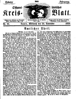 Osthavelländisches Kreisblatt vom 24.11.1858