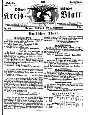 Osthavelländisches Kreisblatt vom 01.12.1858