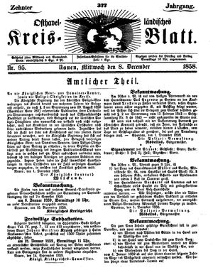 Osthavelländisches Kreisblatt vom 08.12.1858