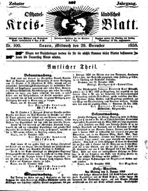 Osthavelländisches Kreisblatt vom 29.12.1858