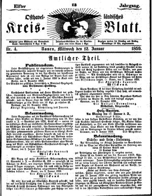 Osthavelländisches Kreisblatt vom 12.01.1859