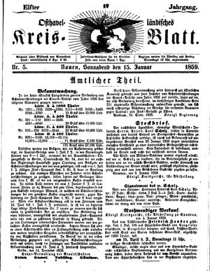 Osthavelländisches Kreisblatt on Jan 15, 1859