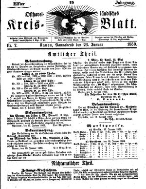 Osthavelländisches Kreisblatt on Jan 23, 1859