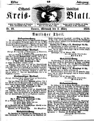 Osthavelländisches Kreisblatt vom 02.03.1859