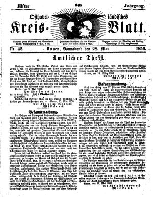 Osthavelländisches Kreisblatt on May 28, 1859