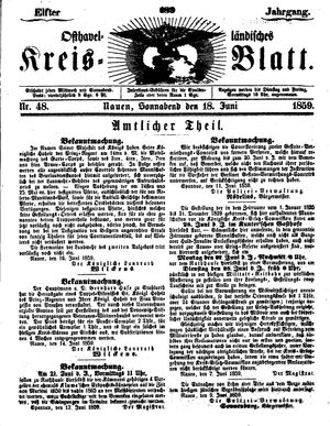 Osthavelländisches Kreisblatt on Jun 18, 1859