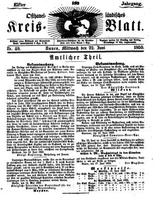 Osthavelländisches Kreisblatt vom 22.06.1859