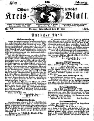 Osthavelländisches Kreisblatt vom 02.07.1859