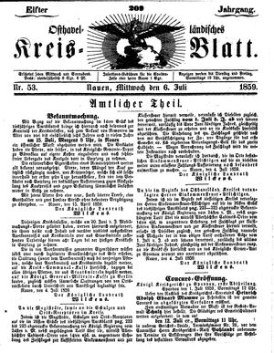 Osthavelländisches Kreisblatt vom 06.07.1859