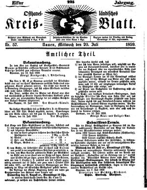 Osthavelländisches Kreisblatt on Jul 20, 1859