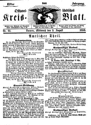 Osthavelländisches Kreisblatt vom 03.08.1859