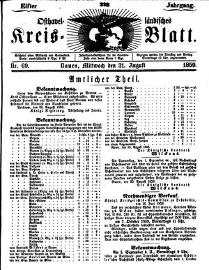 Osthavelländisches Kreisblatt on Aug 31, 1859