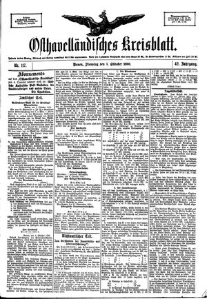 Osthavelländisches Kreisblatt on Oct 7, 1890