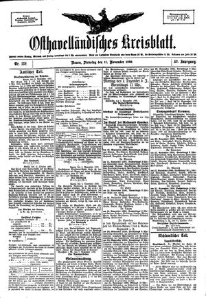 Osthavelländisches Kreisblatt on Nov 11, 1890