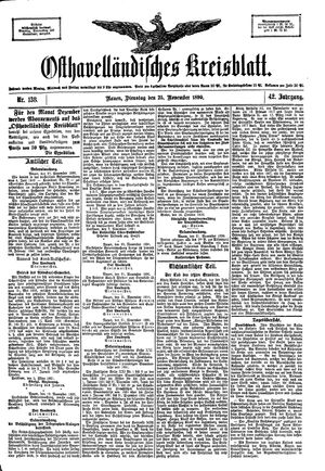 Osthavelländisches Kreisblatt vom 25.11.1890