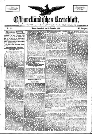 Osthavelländisches Kreisblatt on Dec 20, 1890