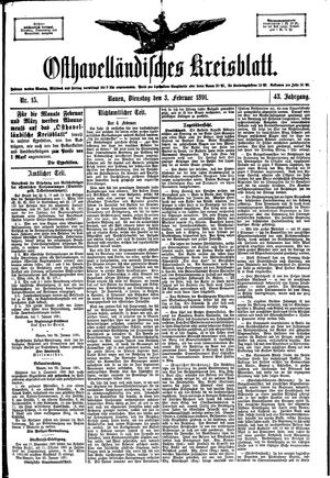 Osthavelländisches Kreisblatt vom 03.02.1891
