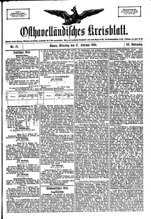Osthavelländisches Kreisblatt on Feb 17, 1891