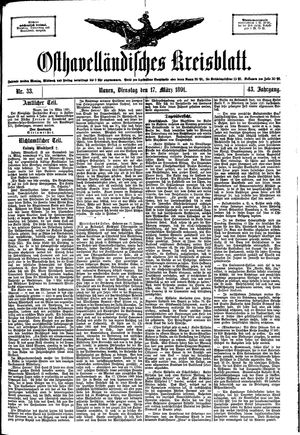 Osthavelländisches Kreisblatt on Mar 17, 1891