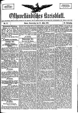 Osthavelländisches Kreisblatt on Mar 26, 1891
