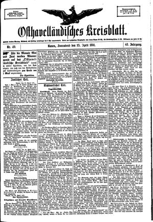 Osthavelländisches Kreisblatt on Apr 25, 1891