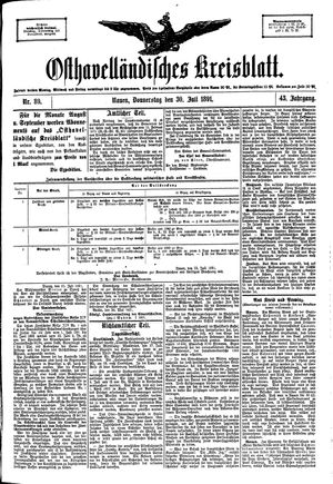 Osthavelländisches Kreisblatt vom 30.07.1891