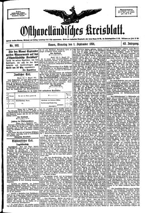 Osthavelländisches Kreisblatt vom 01.09.1891